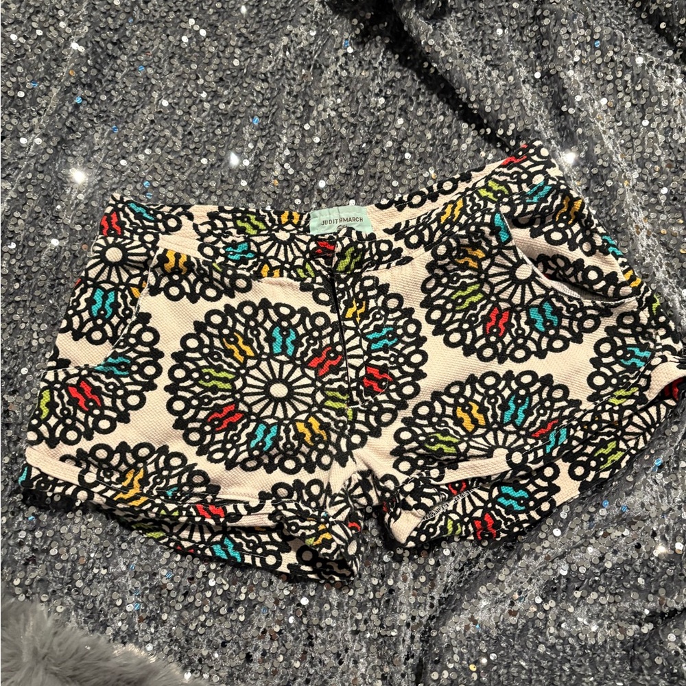 Judith March Vibrant Patterned Fabric Shorts